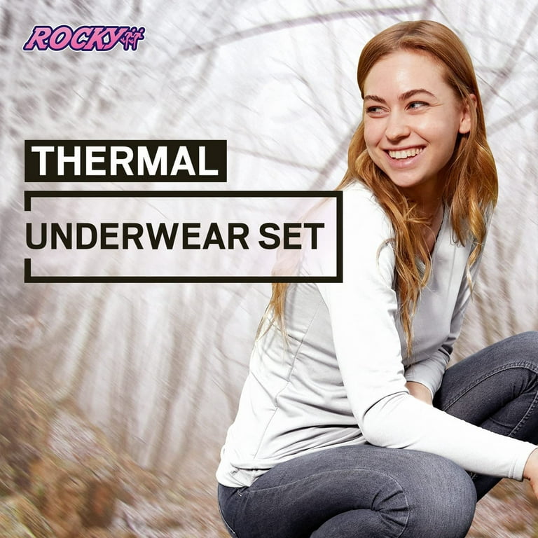 Rocky Women Heavyweight Thermal Top and Bottom Warmer Cold Weather  Underwear Set, White Small