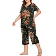thumbnail image 5 of Cueply Women Plus Size Pajamas Set Short Sleeve Pjs Sleepwear Loungewear Nightwear with Pockets, 5 of 7