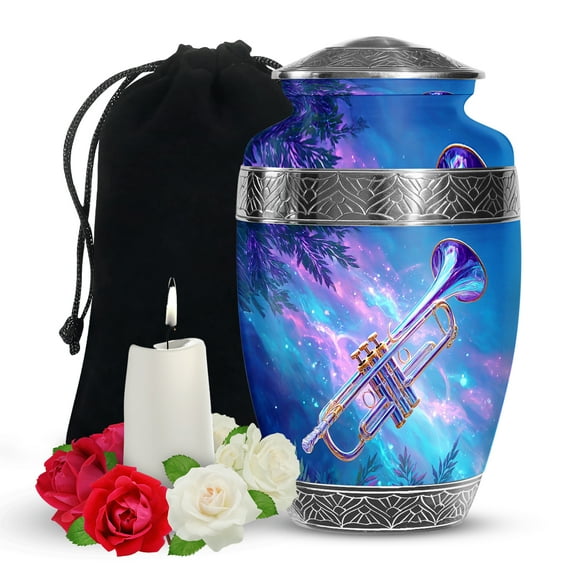 YATSKIA Trumpet Large Memorial Urns for Human Ashes Adult Man, Decorative Cremation Urn for Ashes for Women, (200 Cubic, Large 10 Inch)