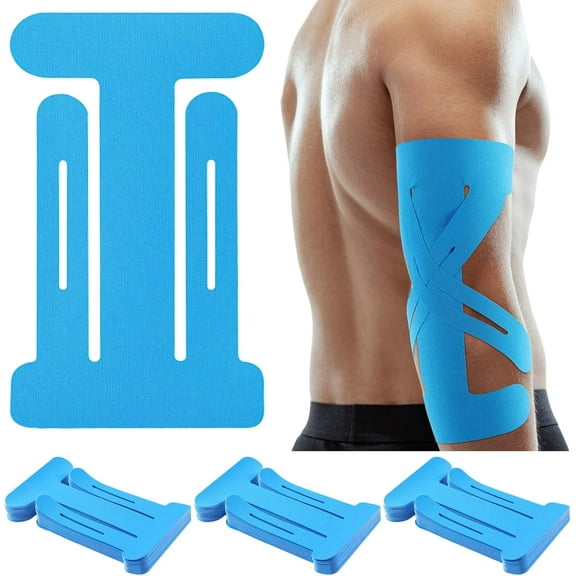 Lsupdaol 10 Count Kinesiology Tape for Elbow Pre Cut Waterproof Elbow Tape Original Cotton Athletic Latex Free Relief Muscle Support Pain for Sports and Long Lasting Support(Blue)