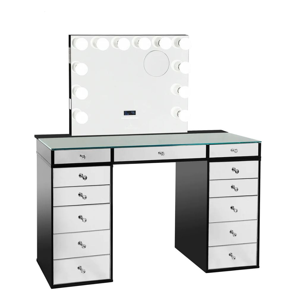 SlayStation 5-Drawers Vanity Storage with Crystal Lux Drawer Knobs, 2 Medium and 3 Large Drawers (Set of 2) Impressions Vanity · Company Color: White