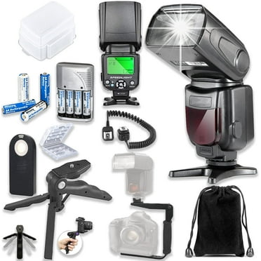 TTL Speedlight Flash for Canon DSLR Cameras Including EOS 70D, 77D, 80D, 5D Mark Series, 6D, 6D Mark II, 7D Mark II, 1D, 1DX   TTL Cord   L-Bracket   4 AA Rechargeable Batteries   Acces