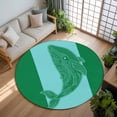 thumbnail image 3 of Turquoise Blue Whale 7ft Round Rug, Summer Beach Coastal Modern Art Non-Skid Rubber Backing Large Area Rugs - Living Room Bedroom Home Office, Indoor Floor Mat Carpets Washable Rug, 3 of 9