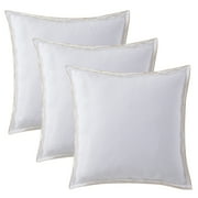 My Texas House Lexie 3-Pack White/Taupe Lexie Cotton Euro Sham Set, 24" x 24"