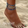 thumbnail image 2 of Dengmore Anklets 3pcs Silver Wave Anklets Bracelets For Women Rope Beach Anklet Jewelry, 2 of 9