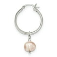 thumbnail image 2 of Sterling Silver Freshwater Cultured Cream Color Pearl and Bead Hoop Earrings, 2 of 3