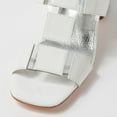 thumbnail image 3 of FSJ Women Square Open Toe Sandals Clear Crystal Chunky Mid Heel Slingbacks T-strap Buckle Multicolor Band Versatile Comfy Slide Shoes Size 15 White, 3 of 4