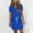 Blue, variant on USSUMA Summer Dresses for Women 2025 Women'S Casual Dresses Short Sleeve V Neck Casual Solid Color Dress with Pocket Tie Mid-Calf Dress Lounging Dress Breathable Skirt Office Blue Dress Size-L
