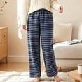 thumbnail image 7 of Women's Stripe Pajama Pants Casual Elastic Waist Loose Wide Leg Lounge Bottoms Comfy Casual Breathable Everyday Wear, 7 of 7