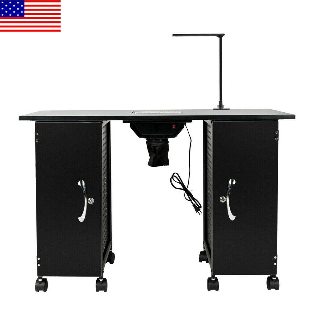 Hot Sale Nail Beauty Desk Station Iron Frame Manicure Station Large Table With Led Lamp Arm Rest For Salon Spa Nail Equipment Beauty Technician Walmart Com