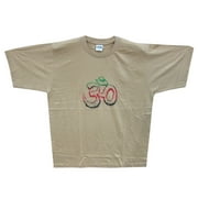 Mogul Unisex Boho Yoga T-Shirt Om Print Beige Cotton Tees