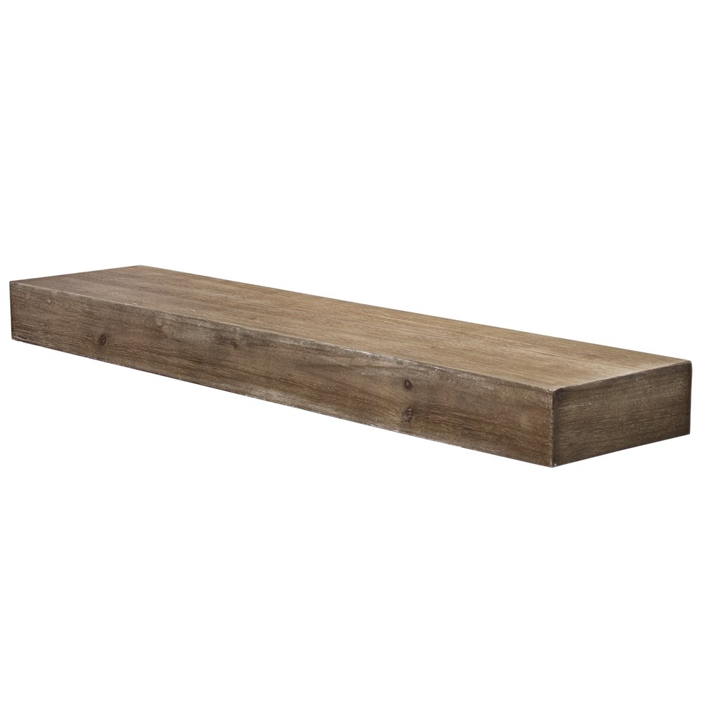 Rustic Wood Floating Wall Shelf Walnut Brown (Large)