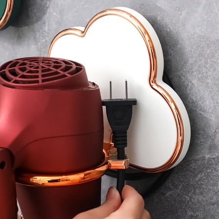 YOSADIER White Wall Mounted Hair Dryer Holder Practical Bathroom Blow Dryer Rack