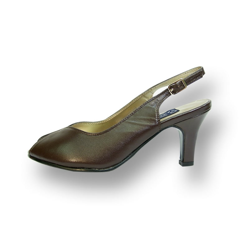 PEERAGE Zara Women's Wide Width Peep Toe Slingback with PEERAGE Zara Women's Wide Width Peep Toe Slingback with