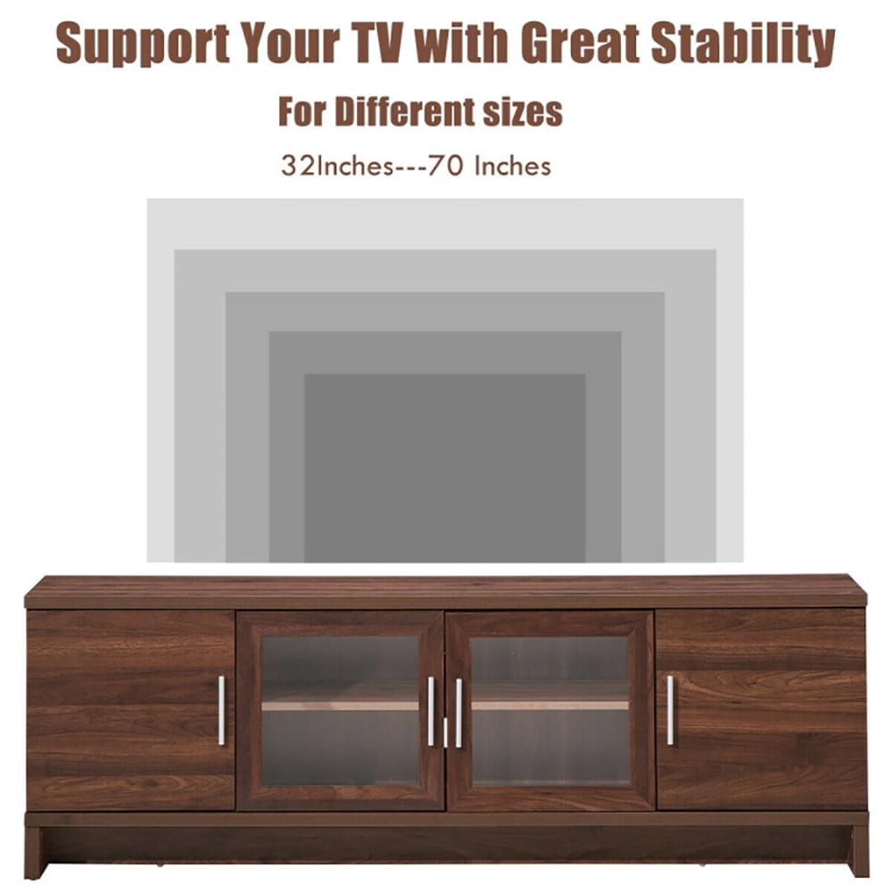 Finihen TV Stand, TV Cabinet, Media Entertainment TV Stand for TVs up to 70 Inches with Adjustable Shelf, Media Entertainment Center with Storage, for Living Room, Bedroom, Walnut
