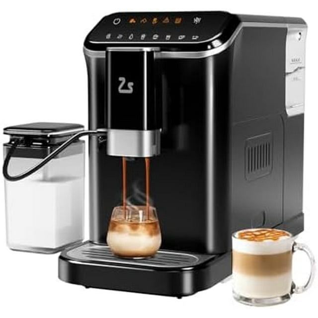 Twister.CK Machine à Espresso Entièrement Automatique avec Mousseur à Lait Automatique, Machine à Café 20 Bars, Broyeur Intégré, 15 Réglages de Mouture, Latte à une Touche, Cappuccino, Réservoir d'Eau 1,5 L