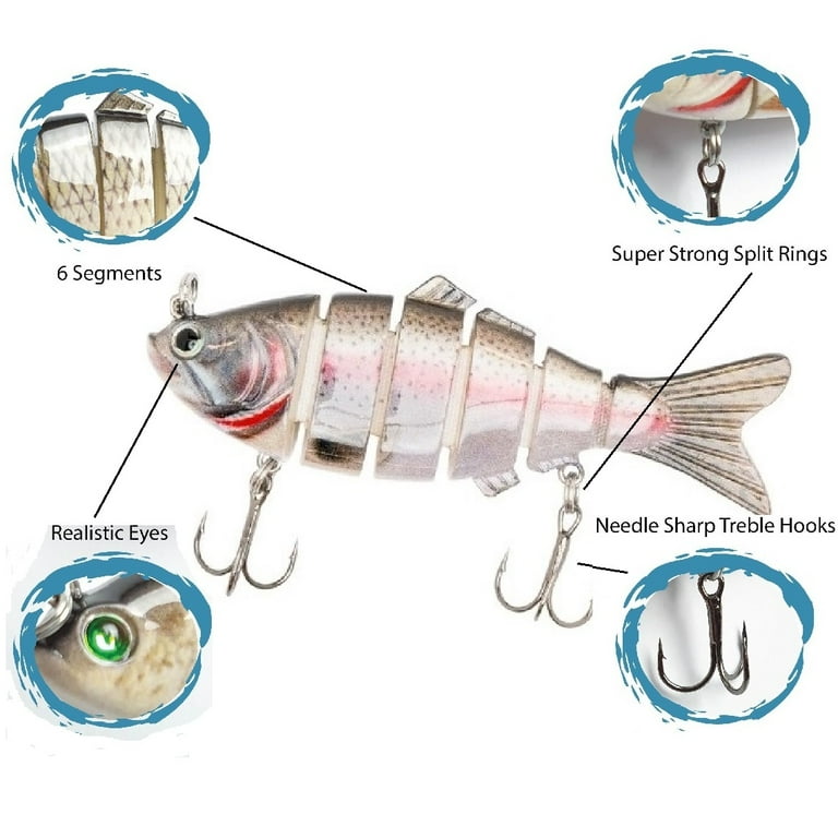 Multi Jointed Bait 6-Segment Fishing Lures Swimbait Bass Tackle 3 PCS / Rainbow, Size: 3.81\, Multicolor Multi Jointed Bait 6-Segment Fishing Lures Swimbait Bass Tackle 3 PCS / Rainbow, Size: 3.81\, Multicolor