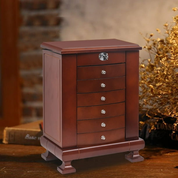 Topcobe Topcobe Jewelry Boxes Or Organizers Wooden Jewelry Organizer For Necklaces Rings Earrings Watches 7 Layers Jewelry Box Case Storage Organizer With Lock Gift For Women Brown Walmart Com Walmart Com
