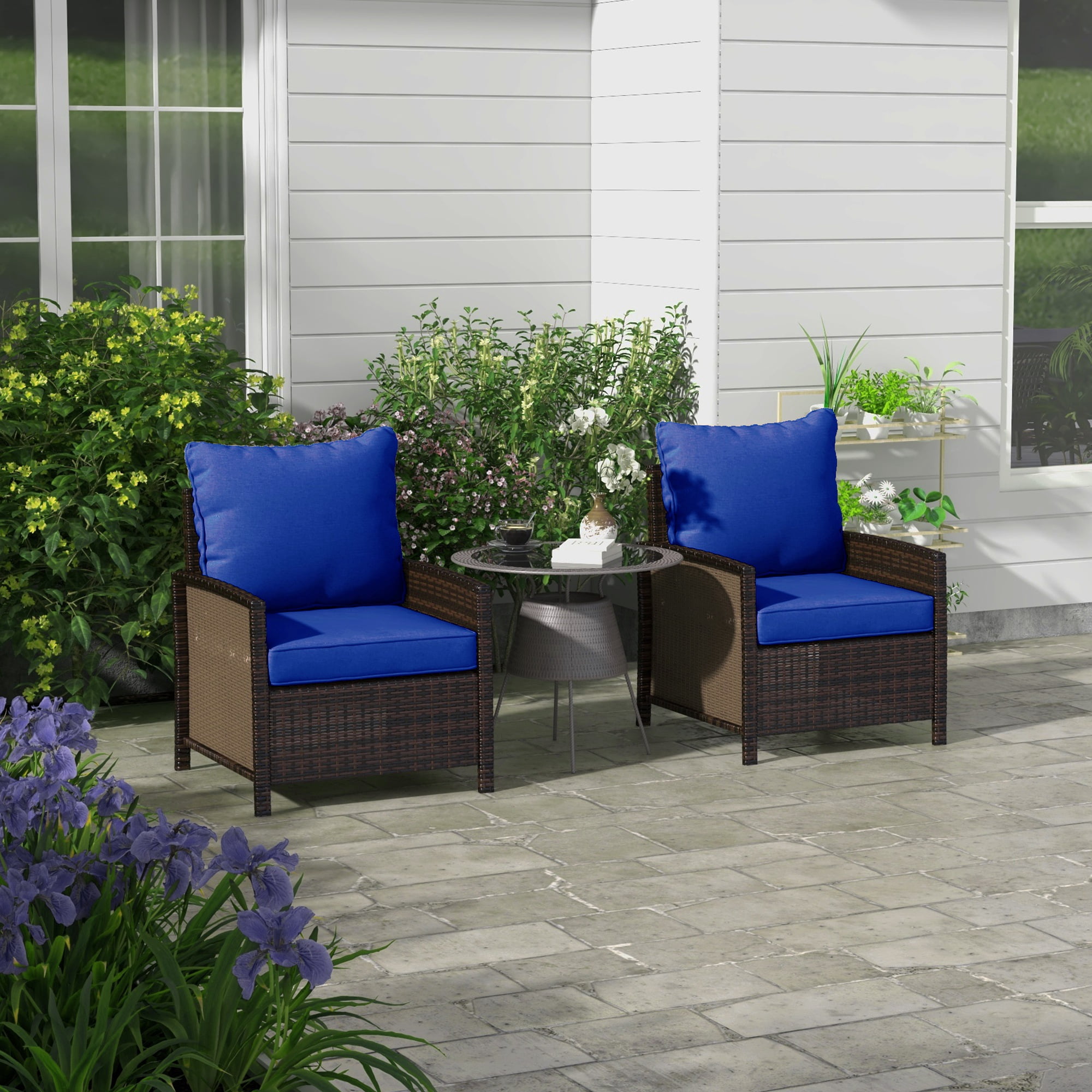 CoSoTower 4-Piece Patio Chair Cushion and Back Pillow Set, Seat Replacement Patio, Cushions Set for Outdoor Garden Furniture, Navy Blue