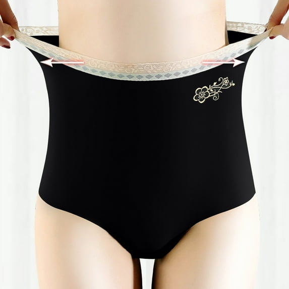 HUPOM Cheeky Underwear For Women Underwear High Waist Activewear Tie Seamless Waistband Black L