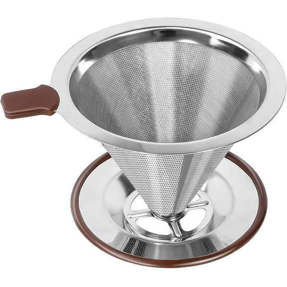LQQBOX Pour Over Coffee Dripper, Professional Stainless Steel Coffee Filter, Paperless and Reusable, Double Micro Mesh Filter