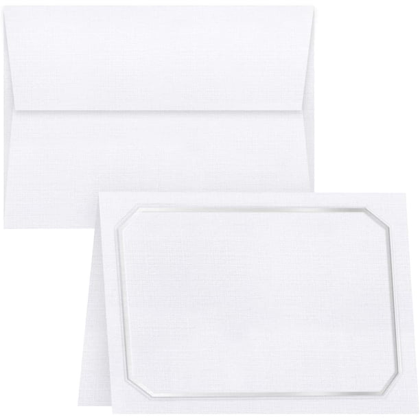 White Linen Blank Fold Over Greeting Cards with Silver Embossed Border and  White Linen Envelopes | 5x7 Inches When Folded | 80lb, 216gsm | 20 Cards  and 20 Envelopes per Pack - Walmart.com