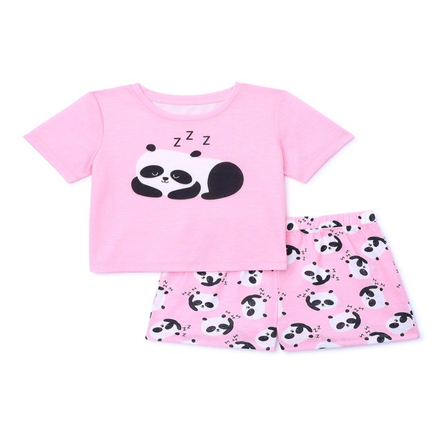 Ensemble de Pyjama Haut à Manches Courtes et Shorts pour Filles 2 Pcs Tailles 4-18