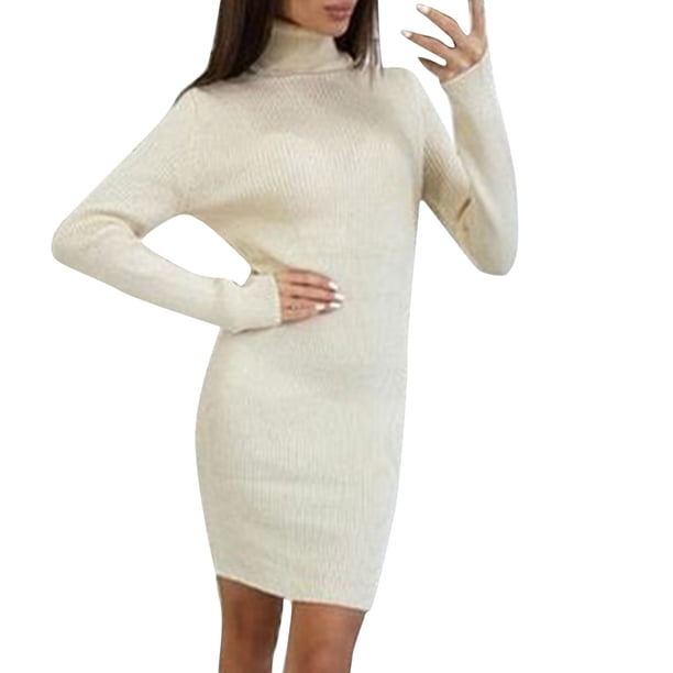 Gibobby Vestidos de sueter para mujer OEM vestidos casuales personalizados manga larga tejido capa maternidad mujeres vestido negro(Beige,G)