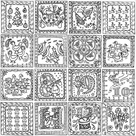 adult holiday coloring canvas 12"x12" w/12 markers12 days