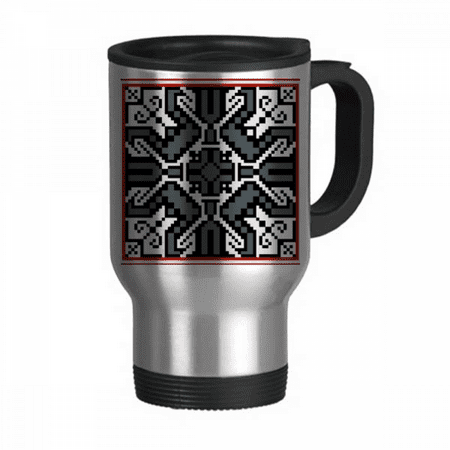 

Russia Style Gray Texture Country Pattern Travel Mug Flip Lid Stainless Steel Cup Car Tumbler Thermos