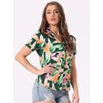 thumbnail image 3 of DARING DIVA Floral Leaves Print Short Sleeve Beach Top S Green Leaf, 3 of 6