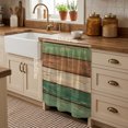 thumbnail image 3 of Farmhouse Dark Sage Green Brown Cabinet Curtains 35"W x 35"L, Vintage Wooden Striped Sink Skirt for Bathroom Vanity Kitchen Self Adhesive, Dust-Proof Privacy Curtain for Shelves Closet Laundry Pantry, 3 of 9