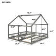 thumbnail image 5 of Bellemave Double Twin Bed for 2, Wood Double House Bed with Fence and Railings, Montessori Floor Beds Frame with Slats, No Box Spring Needed (Gray）, 5 of 8