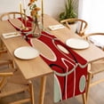 thumbnail image 3 of Geometric Red Table Runner - 36 Inch Long, Kitchen Dining Table Runner Dresser Scarves, Boho Retro Abstract Circle Black Green Farmhouse Decor for Coffee Tables Wedding Party Banquet, 3 of 7