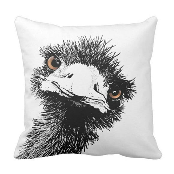 RYLABLUE Cute Bird Emu Pen and Ink Funny Animal Pillowcase Cover 20x20 inch