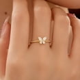 thumbnail image 2 of CZ Butterfly Ring for Women 925 Sterling Silver Cool Cute Simple Promise Rings 14K Gold Plated Dainty Trendy Stackable Minimalist Wedding Band Ring to Daughter Mom Christmas Wedding Ideal Gift, 2 of 6