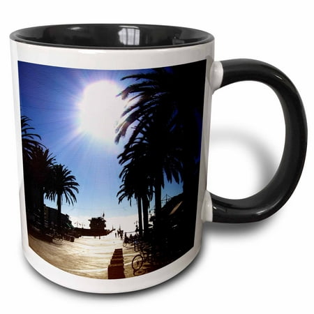 3dRose Afternoon In Hermosa Beach shows setting sun over the Pacific Ocean in California - Two Tone Black Mug,