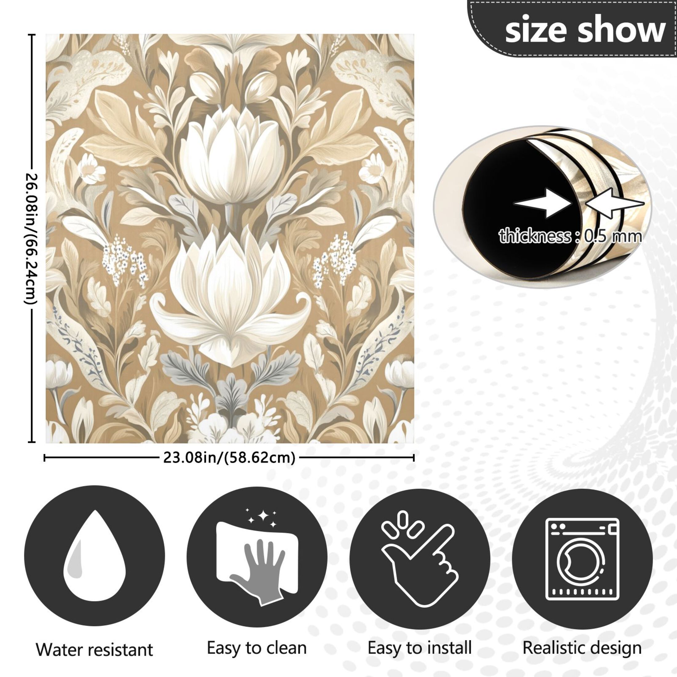 Dishwasher Magnetic Sticker 23x26 Inch Refrigerator Magnetic Sticker Washing Machine Magnetic Sticker Kitchen Panel Magnetic Sticker Home Decor Beautiful Brown Flower