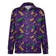 thumbnail image 2 of LNZGNM Men's Mardi Gras Shirt Quarter Zip Plus Size Carnival Graphic Printed Sweatshirts Stand-Up Collar Long Sleeve Tops Casual Carnival Outfits,Dark Purple 4XL, 2 of 7