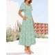 thumbnail image 4 of Vestido midi floral boho de verano ZESICA con cuello cuadrado, talla mediana, 4 of 8