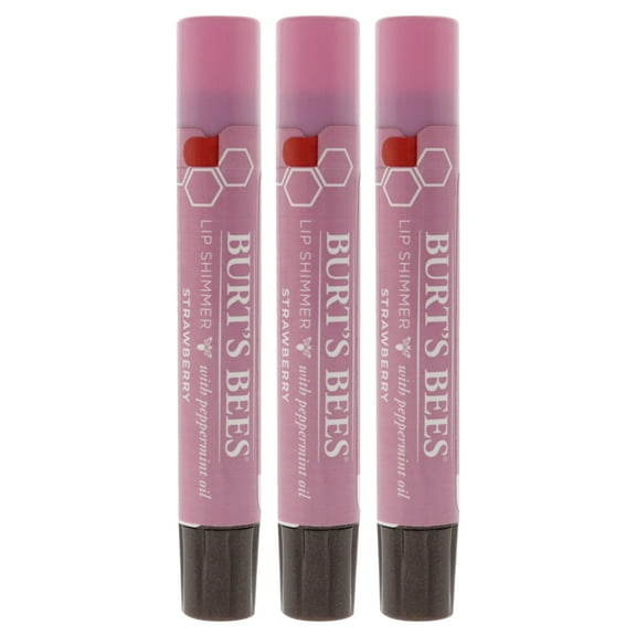 Burts Bees Lip Shimmer - Strawberry by Burts Bees for Women - 0.09 oz Lip Shimmer - Pack of 3