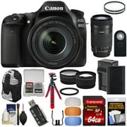 Canon EOS 80D Wi-Fi Digital SLR Camera + 18-135mm IS USM with 55-250mm IS STM Lens + 64GB Card + Battery + Charger + Backpack + Tripod + 2 Lens Kit