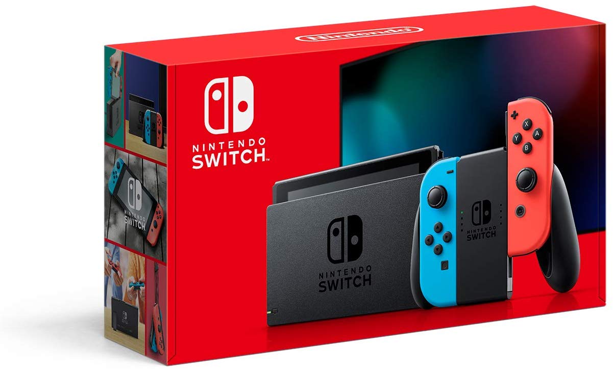 Nintendo Switch with Neon Blue and Neon Red Joy‑Con
