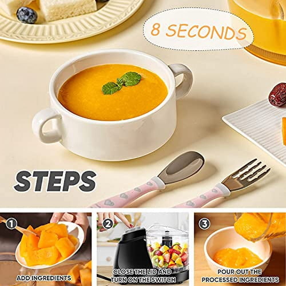 Mini Food Processor 1.5 Cup Meat &Vegetable Electric Food Chopper Detachable Small Food Grinder with Stainless Steel Blade for Dicing Mincing Blending Puree