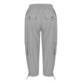 thumbnail image 6 of QATAINLAV Womens Lightweight Cargo Capris Baggy Casual Drawstring Elastic Waist Running Hiking Cropped Pants with Pockets, Gray, XXL, 6 of 8