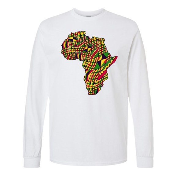 Inktastic African Continent with Pattern-black History Month Long Sleeve T-Shirt