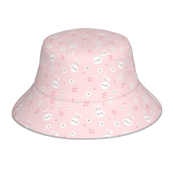 Fotbe Cute Bunny Sombrero Tipo Pescador con Estampado – Sombrero de Sol de Algodón de Moda para Playa, Golf, Pesca