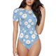 thumbnail image 1 of Balery Daisies Flowers Body de cuello redondo de manga corta para mujer Tops de manga corta Tops básicos-Large, 1 of 7