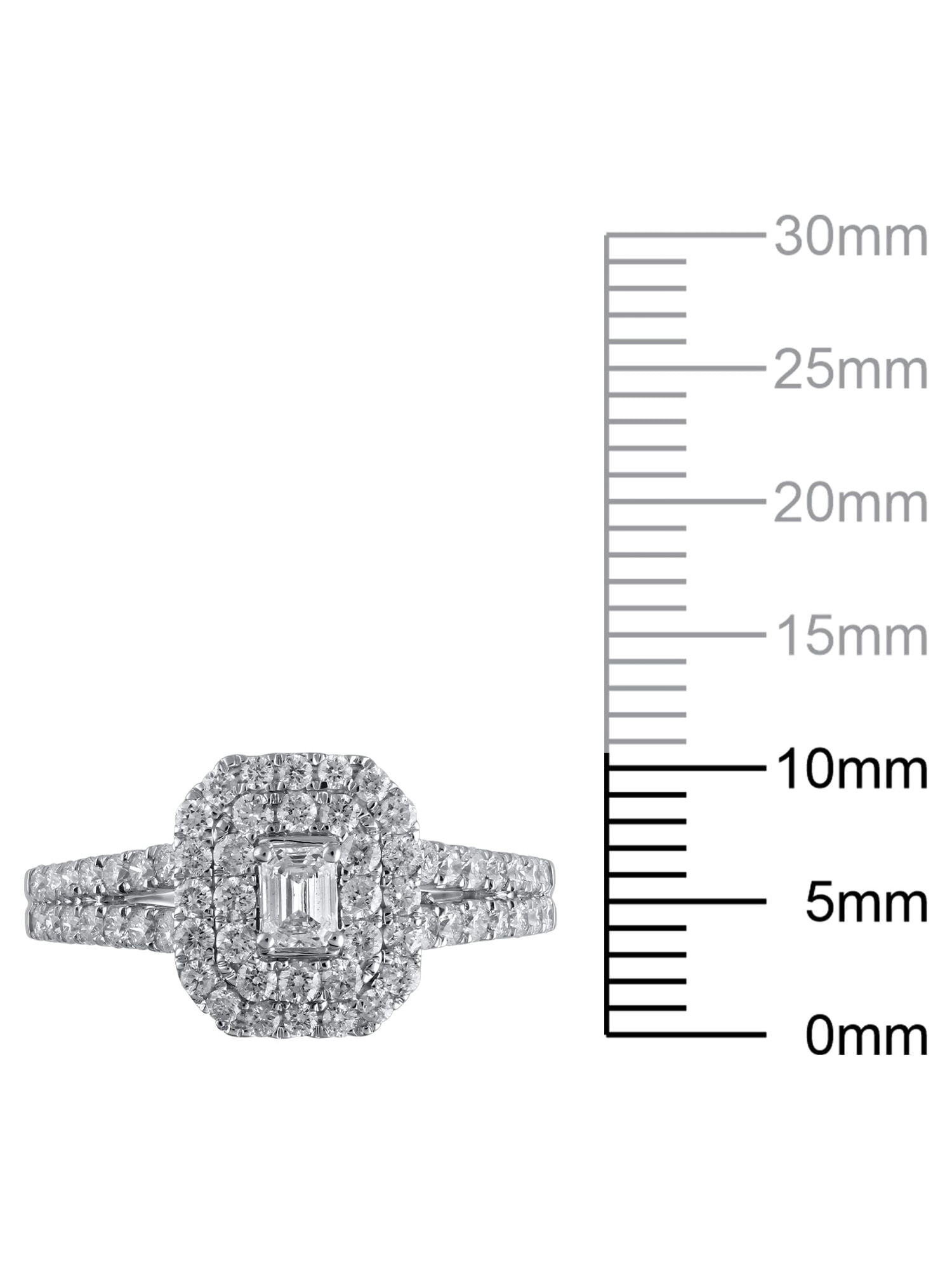 1 Carat T.W. (I2 clarity, H-I color) Brilliance Fine Jewelry Emerald cut Diamond Engagement Ring in 10kt White Gold, Size 7