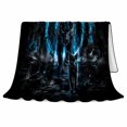 thumbnail image 2 of Dark Fantasy Panther Portal Glowing Blue Energy Ring, Festive Holiday Scene, Warm Flannel Blanket for Cabin and Lodge, Wildlife Lovers Christmas Gift, Festive Home Decor, 2 of 9
